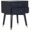 Safavieh Home Collection Lyla Mid Century Retro Silver Cap Nightstand, Walnut/Gold(Navy / Gold)