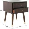 Safavieh Home Collection Lyla Mid Century Retro Silver Cap Nightstand, Walnut/Gold(Walnut / Gold)