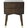 Safavieh Home Collection Lyla Mid Century Retro Silver Cap Nightstand, Walnut/Gold(Walnut / Gold)