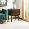 Safavieh Home Collection Lyla Mid Century Retro Silver Cap Nightstand, Walnut/Gold(Walnut / Gold)