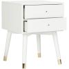 Safavieh Home Collection Lyla Mid Century Retro Silver Cap Nightstand, Walnut/Gold(White / Gold)