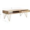 Safavieh Home Collection Marigold Mid-Century White Wash and Brass Hairpin Leg Coffee Table(Natural)