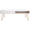Safavieh Home Collection Marigold Mid-Century White Wash and Brass Hairpin Leg Coffee Table(White Washed / Brass)