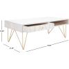 Safavieh Home Collection Marigold Mid-Century White Wash and Brass Hairpin Leg Coffee Table(White Washed / Brass)