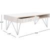 Safavieh Home Collection Marigold Mid-Century White Wash and Brass Hairpin Leg Coffee Table(White Washed / Silver)