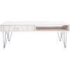 Safavieh Home Collection Marigold Mid-Century White Wash and Brass Hairpin Leg Coffee Table(White Washed / Silver)