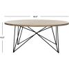 Safavieh Home Collection Maris Modern White Lacquer Round Hairpin Leg Coffee Table(Light Brown)