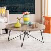 Safavieh Home Collection Maris Modern White Lacquer Round Hairpin Leg Coffee Table(Light Brown)