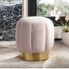 Safavieh Home Collection Maxine Pink and Gold Channel Tufted Otttoman Ottoman(Pink / Gold)