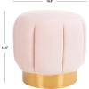 Safavieh Home Collection Maxine Pink and Gold Channel Tufted Otttoman Ottoman(Pink / Gold)
