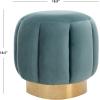 Safavieh Home Collection Maxine Pink and Gold Channel Tufted Otttoman Ottoman(Seafoam / Gold)