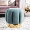Safavieh Home Collection Maxine Pink and Gold Channel Tufted Otttoman Ottoman(Seafoam / Gold)