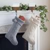 Safavieh Home Collection Nutmeg Red 19-inch Hanging Knit Pom-Pom Holiday Christmas Stocking (Set of 2)(Grey / White)