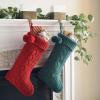 Safavieh Home Collection Nutmeg Red 19-inch Hanging Knit Pom-Pom Holiday Christmas Stocking (Set of 2)(Red / Green)