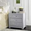 Safavieh Home Collection Raina Grey 3-Drawer Greek Key Nightstand(Grey)