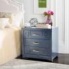 Safavieh Home Collection Raina Grey 3-Drawer Greek Key Nightstand(Navy)