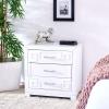 Safavieh Home Collection Raina Grey 3-Drawer Greek Key Nightstand(White / Silver)