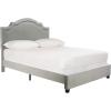 Safavieh Home Collection Theron Navy Velvet Nickel Nailhead Trim Full Bed(Grey)