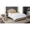 Safavieh Home Collection Theron Navy Velvet Nickel Nailhead Trim Full Bed(Light Beige)