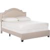 Safavieh Home Collection Theron Navy Velvet Nickel Nailhead Trim Full Bed(Light Beige/Espresso – Brass Nailheads)