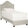 Safavieh Home Collection Theron Navy Velvet Nickel Nailhead Trim Full Bed(Light Grey)