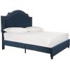 Safavieh Home Collection Theron Navy Velvet Nickel Nailhead Trim Full Bed(Navy)