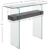 Safavieh Home Kayley Glass and Natural Brown Console Table(Glass / Black Oak)