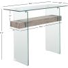 Safavieh Home Kayley Glass and Natural Brown Console Table(Glass / Grey Oak)