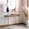 Safavieh Home Kayley Glass and Natural Brown Console Table(Glass / Natural Brown)
