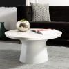 Safavieh Home Mila White Marble and White Pedestal Round Coffee Table(White / White)