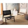 Safavieh Home Soleil Natural and White Leather Woven Accent Chair(Black / Black)