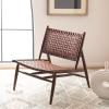 Safavieh Home Soleil Natural and White Leather Woven Accent Chair(Cognac / Brown)