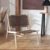Safavieh Home Soleil Natural and White Leather Woven Accent Chair(Cognac / Natural)