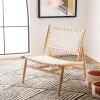 Safavieh Home Soleil Natural and White Leather Woven Accent Chair(White / Natural)