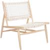 Safavieh Home Soleil Natural and White Leather Woven Accent Chair(White / Natural)