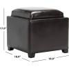 Safavieh Hudson Collection Kaylee Leather Single Tray Square Storage Ottoman(Brown)