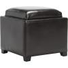 Safavieh Hudson Collection Kaylee Leather Single Tray Square Storage Ottoman(Brown)