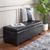 Safavieh Hudson Collection NoHo Tufted Brown Leather Large Storage Bench(Black)