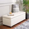 Safavieh Hudson Collection NoHo Tufted Brown Leather Large Storage Bench(Flat Cream)