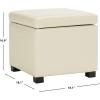 Safavieh Hudson Collection Ryder Leather Square Flip Top Ottoman(Flat Cream)