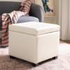 Safavieh Hudson Collection Ryder Leather Square Flip Top Ottoman(Flat Cream)