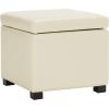 Safavieh Hudson Collection Ryder Leather Square Flip Top Ottoman(Flat Cream)