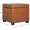 Safavieh Hudson Collection Ryder Leather Square Flip Top Ottoman(Saddle)
