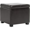 Safavieh Hudson Collection Williamsburg Brown Leather Square Storage Ottoman(Brown)