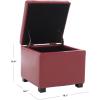 Safavieh Hudson Collection Williamsburg Brown Leather Square Storage Ottoman(Red)