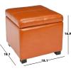 Safavieh Hudson Collection Williamsburg Brown Leather Square Storage Ottoman(Saddle)