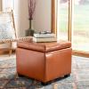 Safavieh Hudson Collection Williamsburg Brown Leather Square Storage Ottoman(Saddle)