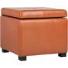 Safavieh Hudson Collection Williamsburg Brown Leather Square Storage Ottoman(Saddle)