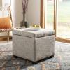 Safavieh Hudson Collection Williamsburg Brown Leather Square Storage Ottoman(Stone)
