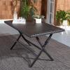 Safavieh PAT7503A Outdoor Collection Akita Black Rectangle Folding Table(Black)